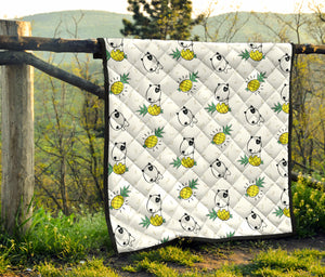 Bull Terrier Pattern Print Design 01 Premium Quilt