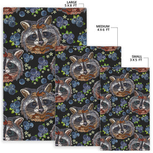 Raccoon Blueburry Pattern Area Rug