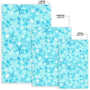 Starfish Shell Blue Theme Pattern Area Rug