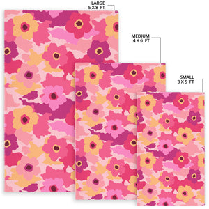Pink Camo Camouflage Flower Pattern Area Rug