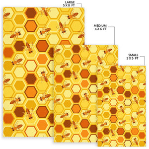 Bee and Honeycomb Pattern Area Rug