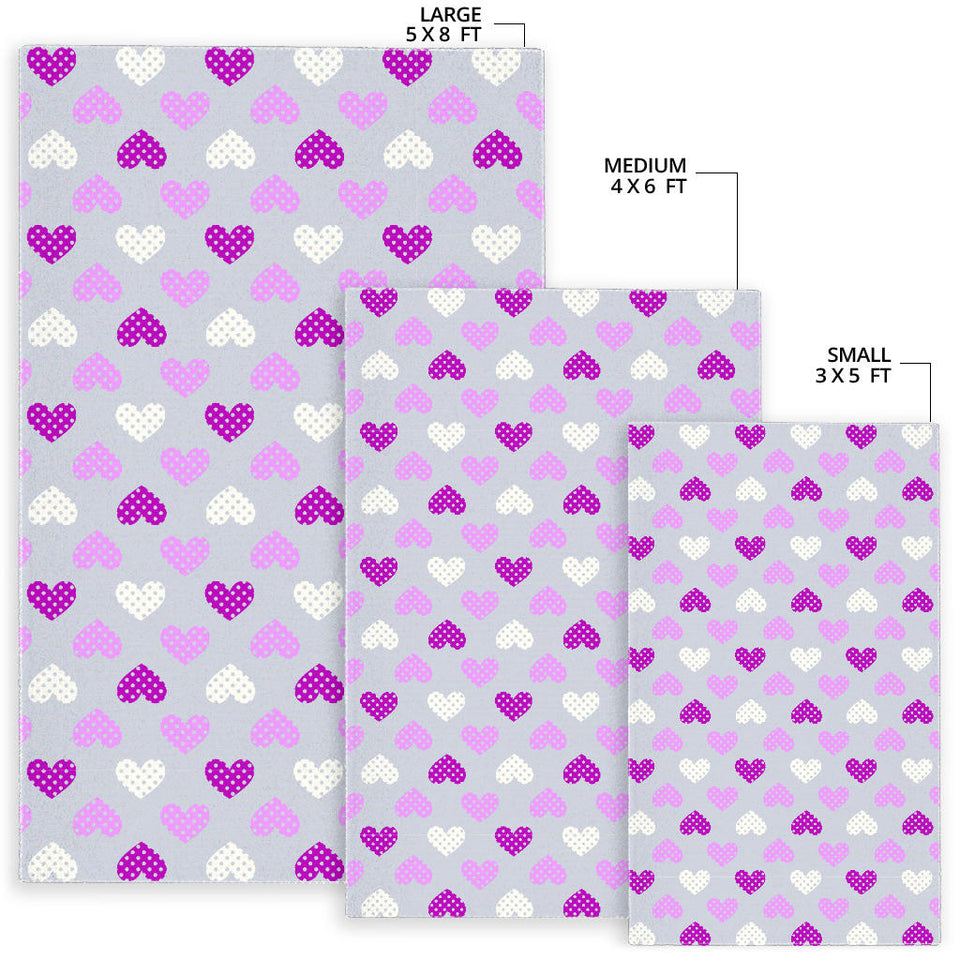 Heart Purple Pokka Dot Pattern Area Rug