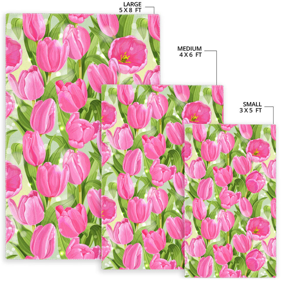 Pink Tulip Pattern Area Rug