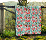 Rose Pattern Print Design 03 Premium Quilt