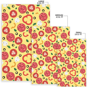 Pizza Tomato Salami Texture Pattern Area Rug