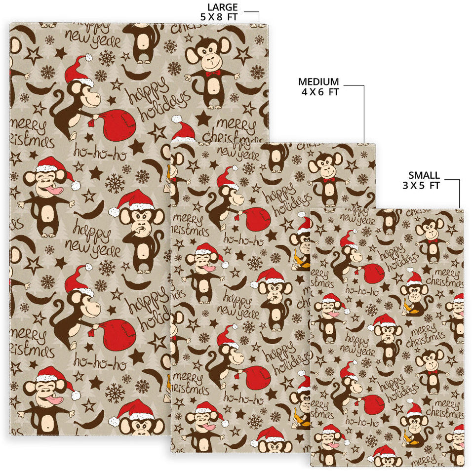 Monkey Christmas Pattern Area Rug