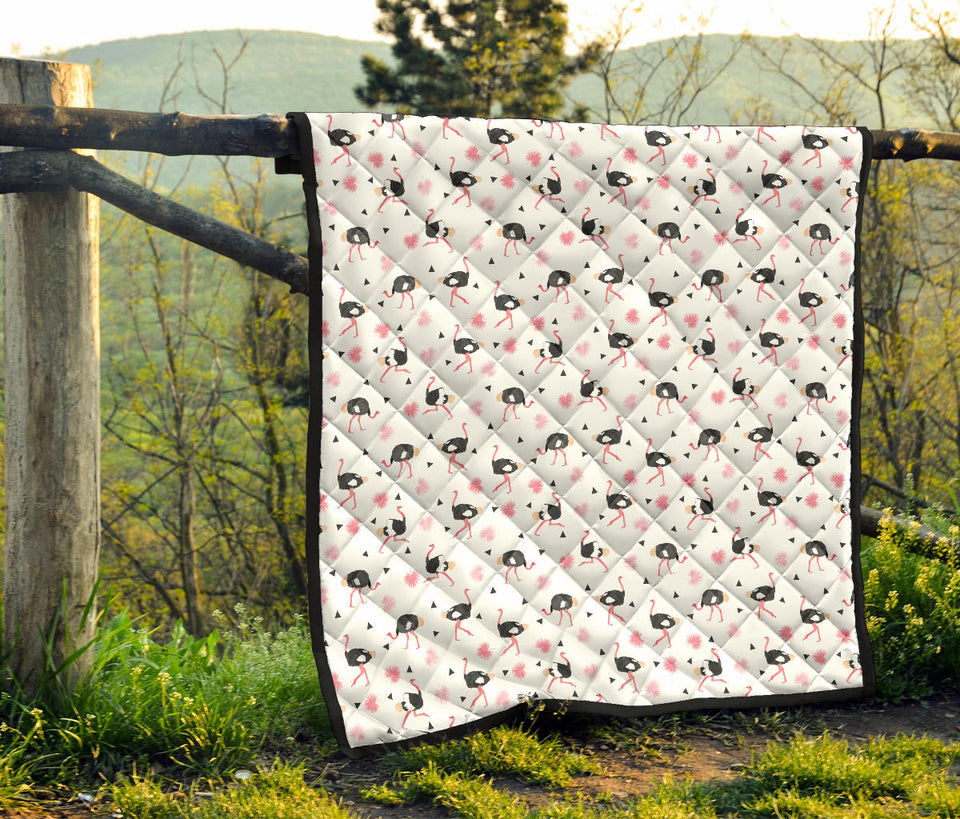 Ostrich Pattern Print Design 03 Premium Quilt