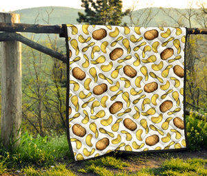 Potato Chips Pattern Print Design 01 Premium Quilt