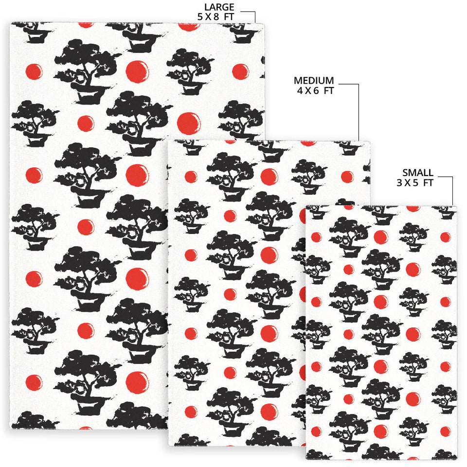 Black Bonsai Pattern Area Rug