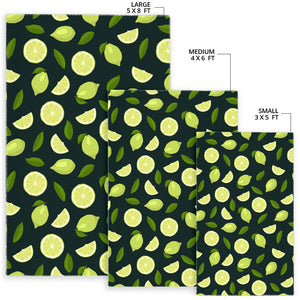 Lime Leaves Pattern Area Rug