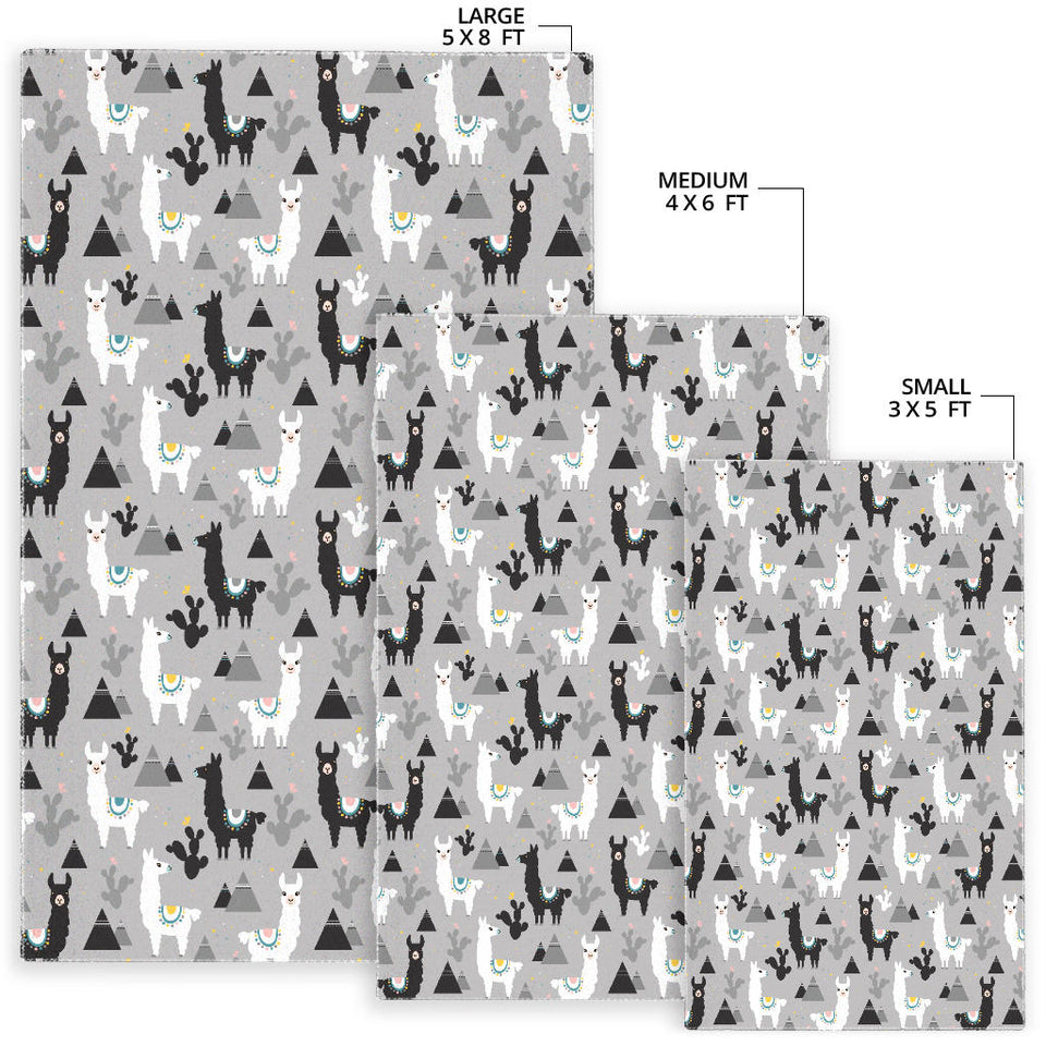 Black and White Llama Pattern Area Rug