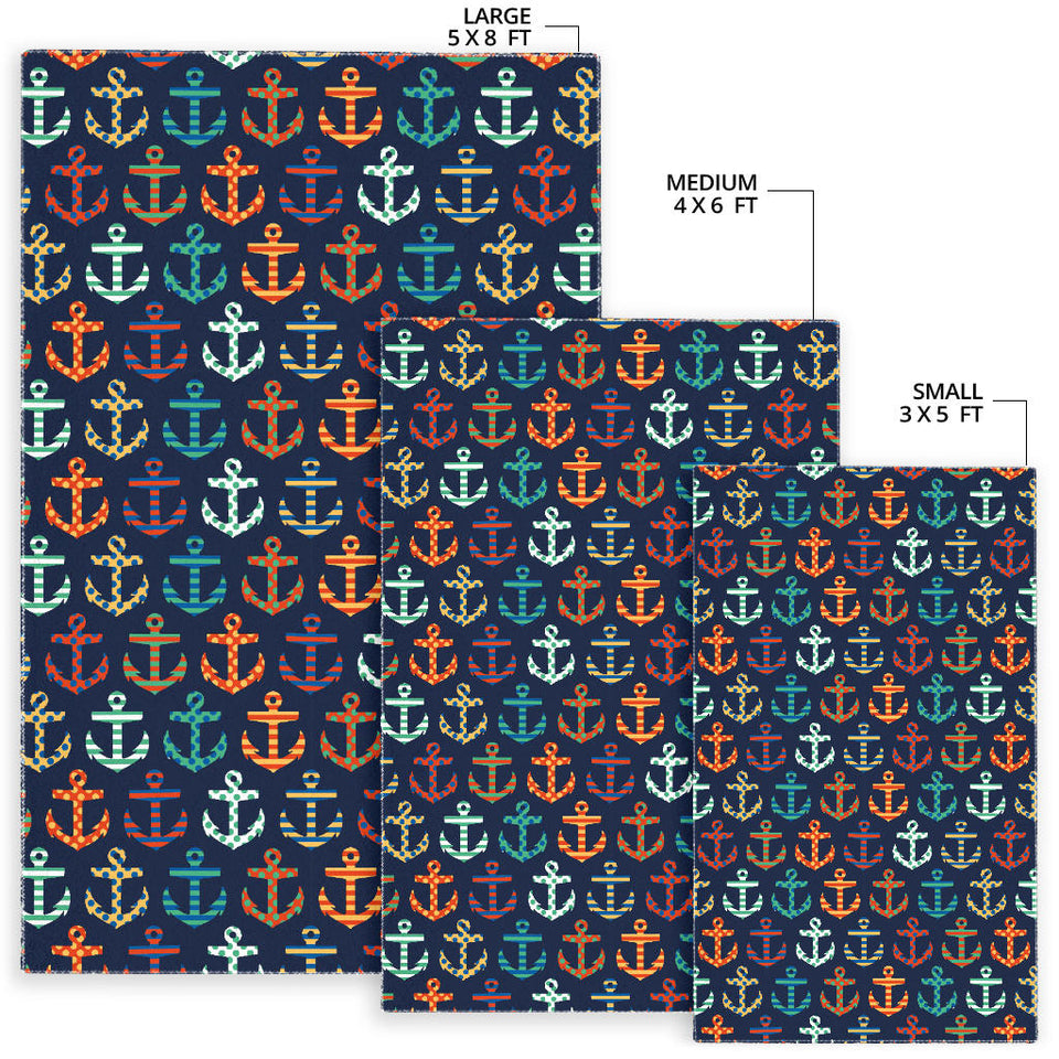 Colorful Anchor Dot Stripe Pattern Area Rug