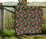 Hibiscus Pattern Print Design 01 Premium Quilt