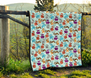 Teddy Bear Pattern Print Design 03 Premium Quilt
