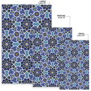 Blue Arabic Morocco Pattern Area Rug