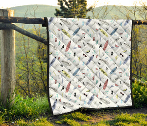 Surfboard Pattern Print Design 01 Premium Quilt