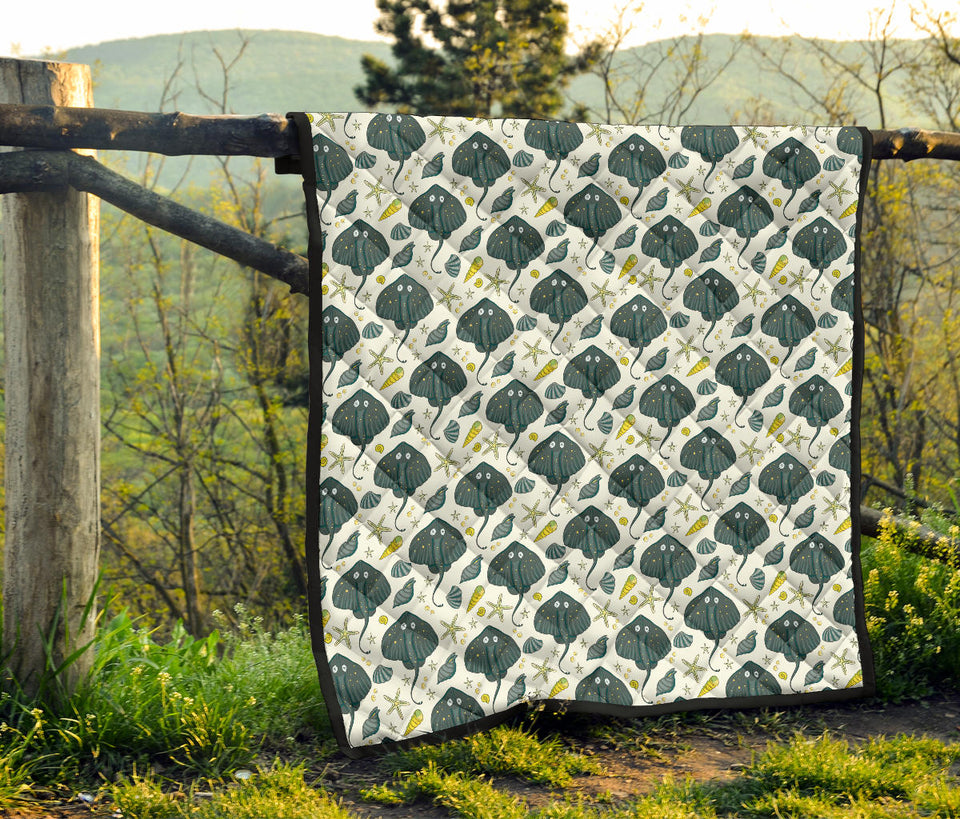 Stingray Pattern Print Design 03 Premium Quilt