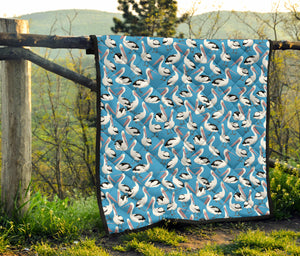 Pelican Pattern Print Design 04 Premium Quilt