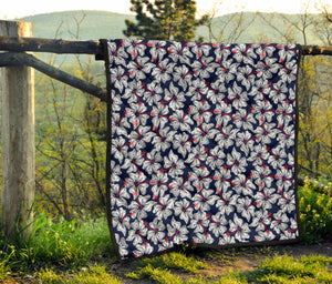 Hibiscus Pattern Print Design 02 Premium Quilt