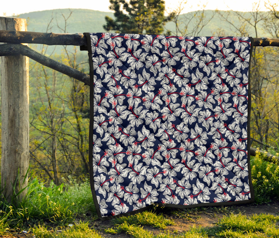 Hibiscus Pattern Print Design 02 Premium Quilt