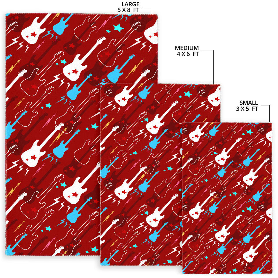 Electical Guitar Red Pattern Area Rug