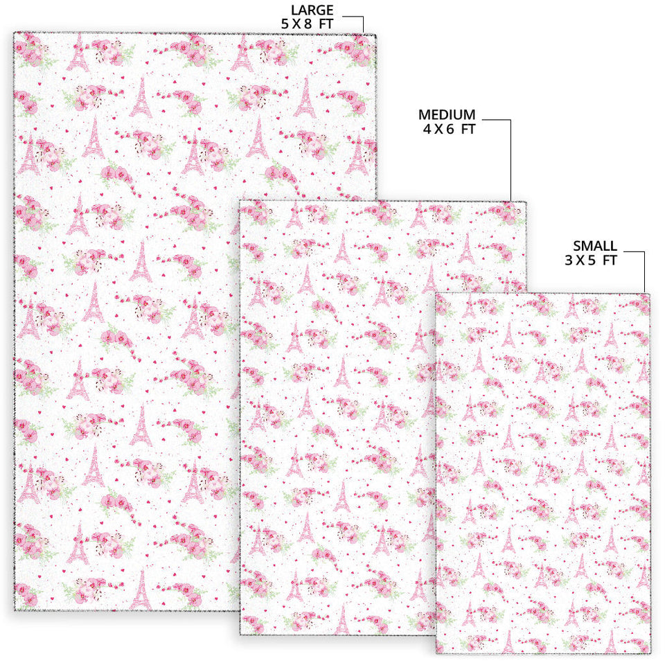 Eiffel Tower Pink Theme Pattern Print Design 05 Area Rug