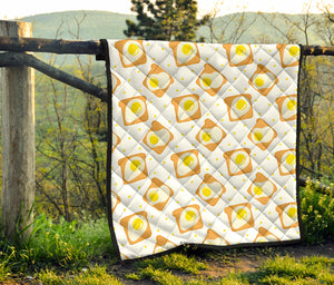 Bread Toast Pattern Print Design 02 Premium Quilt