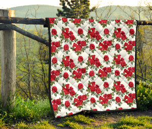 Rose Pattern Print Design 05 Premium Quilt