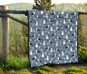 Seagull Pattern Print Design 01 Premium Quilt