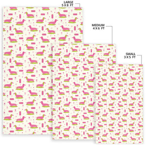 Pink Dachshund Pattern Area Rug