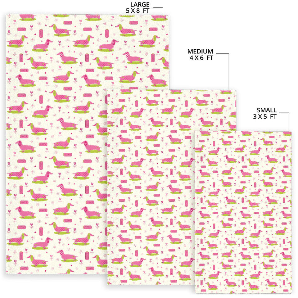 Pink Dachshund Pattern Area Rug