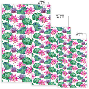 Pink Lotus Waterlily Pattern Area Rug