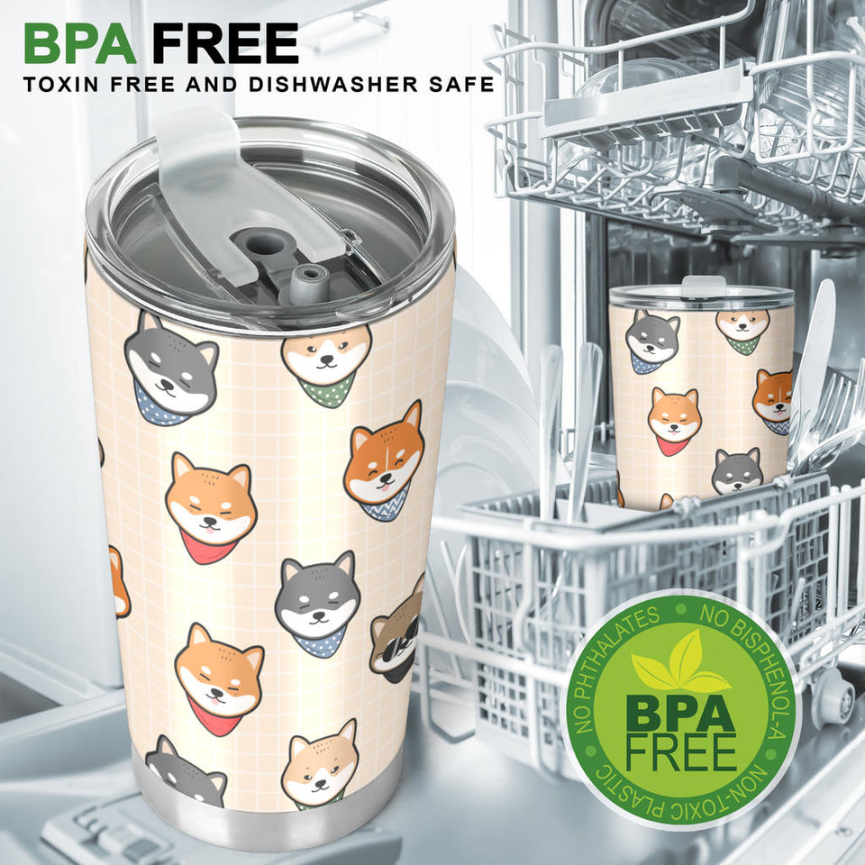 Shiba Inu Head Pattern Tumbler