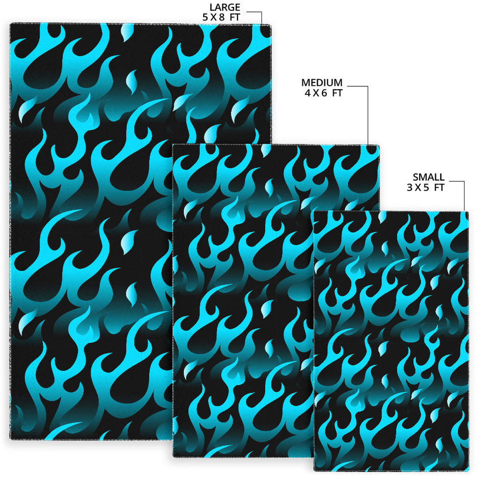 Blue Flame Fire Pattern Background Area Rug
