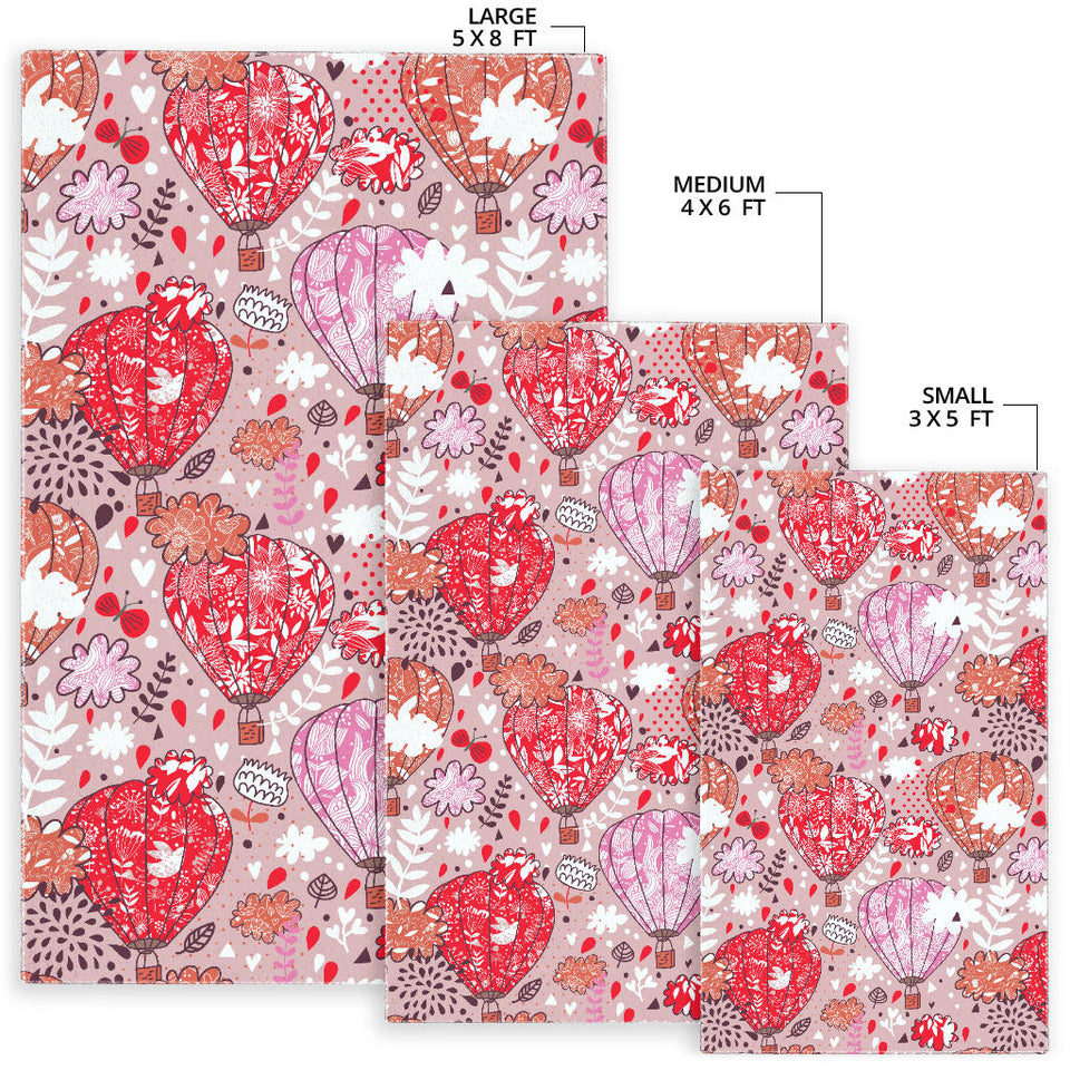 Red Pink Hot Air Balloon Pattern Area Rug