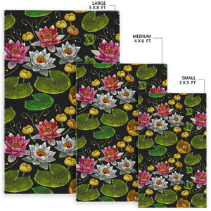 Lotus Waterlily Flower Pattern Background Area Rug