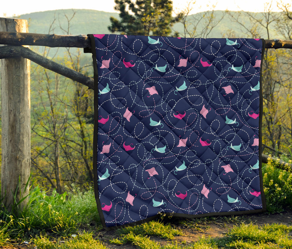 Stingray Pattern Print Design 05 Premium Quilt