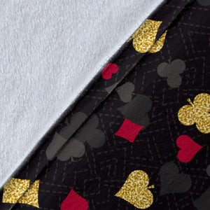 Casino Cards Suits Pattern Print Design 01 Premium Blanket