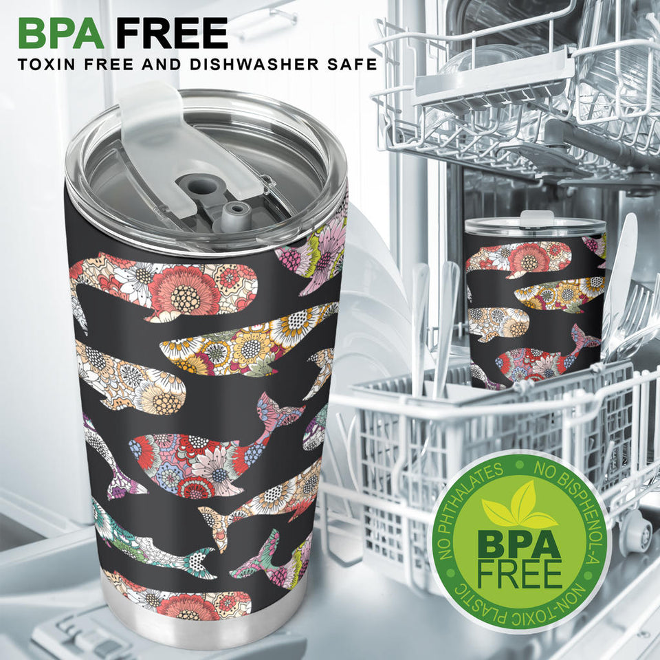 Whale Flower Tribal Pattern Tumbler