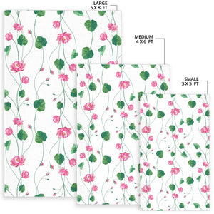 Pink Lotus Waterlily Flower Pattern Area Rug