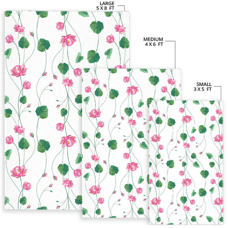 Pink Lotus Waterlily Flower Pattern Area Rug