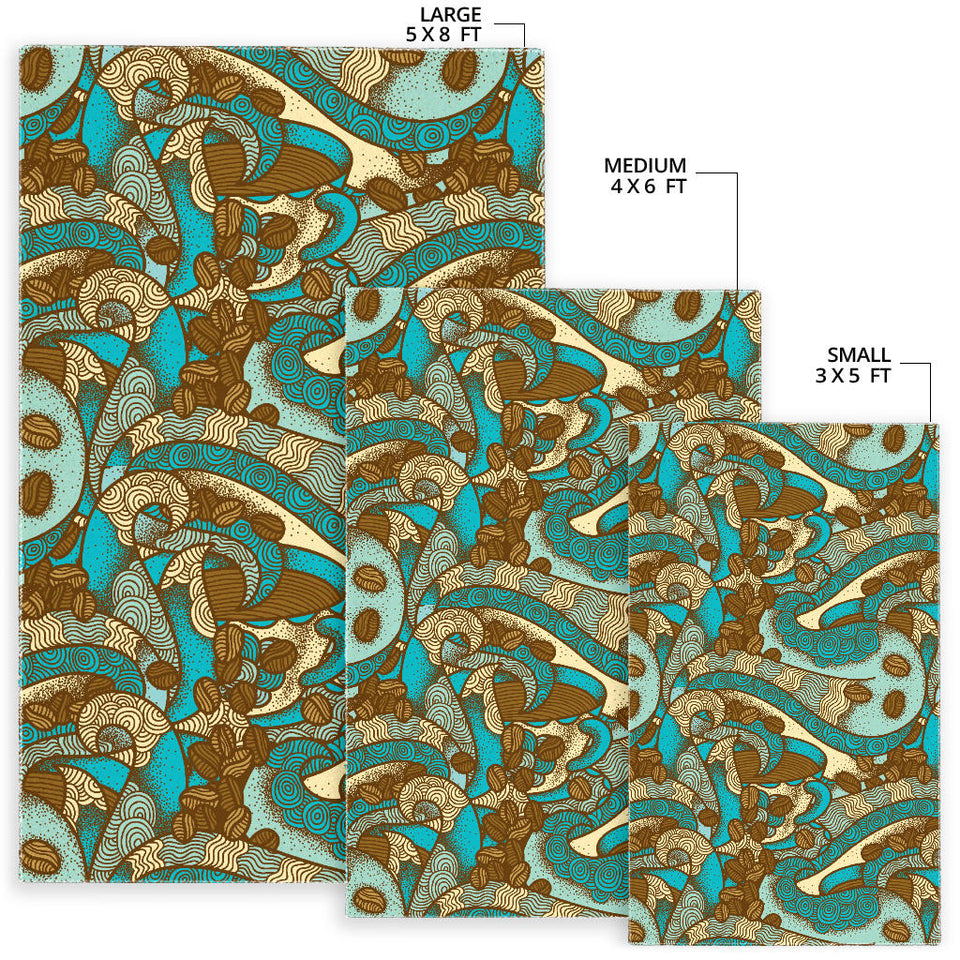 Coffee Bean Pattern Graphic Ornate Area Rug