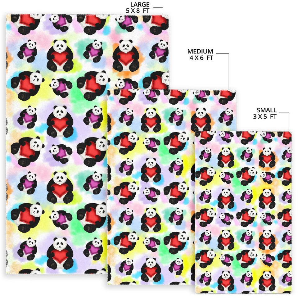 Panda Cute Heart Pattern Area Rug