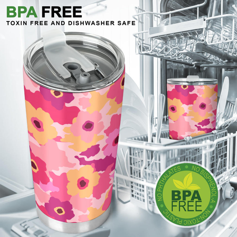 Pink Camo Camouflage Flower Pattern Tumbler