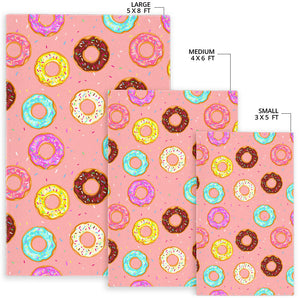 Donut Pattern Pink Background Area Rug