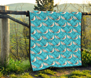 Seagull Pattern Print Design 02 Premium Quilt