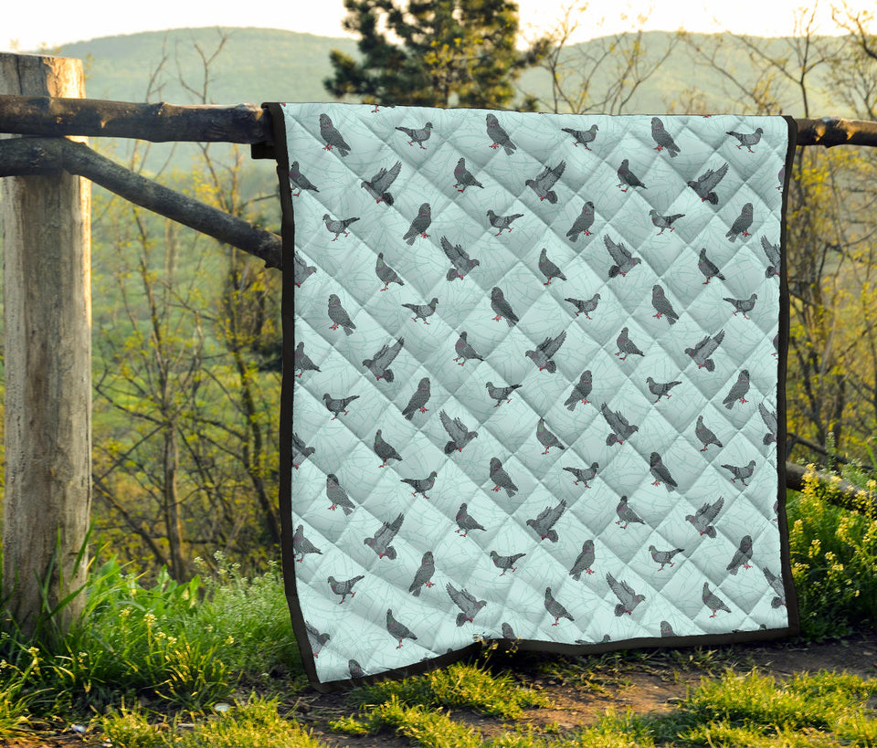 Pigeon Pattern Print Design 02 Premium Quilt