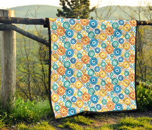 Gear Pattern Print Design 04 Premium Quilt