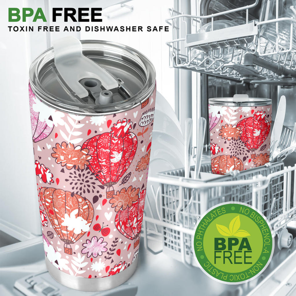 Red Pink Hot Air Balloon Pattern Tumbler