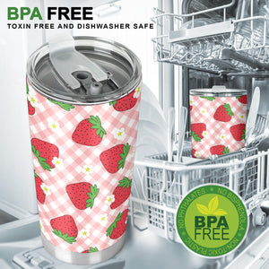 Strawberry Pattern Stripe Background Tumbler